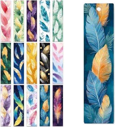 30 Stuks UV DTF Boekenleggers Wraps Transfer Stickers met Veerontwerp voor Lezers, Waterdichte Stickers voor Acryl, Plastic en Metaal