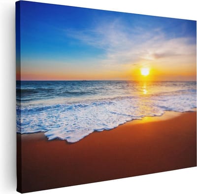 Artaza Canvas Schilderij Zonsondergang - 40x30 cm - Klein - Wanddecoratie Strand - Muurdecoratie Woonkamer - Kamer Accessoires Zee