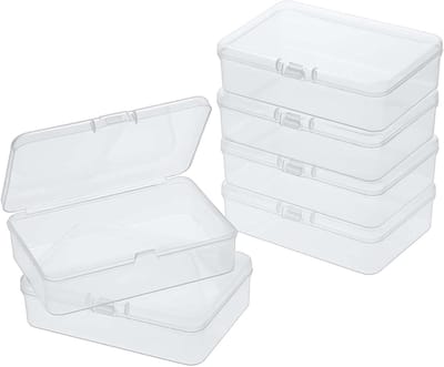Inovra Plus - Set van 6 Transparante Kaartenbewaarboxen - Handige Opbergdoosjes voor Speelkaarten en Visitekaartjes - Stapelbaar Design - Kaarten Opbergen Met Deksel - 10x7x2cm