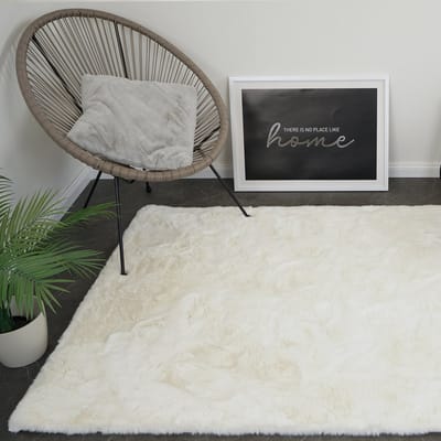 Moonay Fluffy Vloerkleed Ivoorwit 120 x 170 cm - Hoogpolig 30 mm Shaggy Tapijt - Extra Dik & Zacht - 1900 g/m²