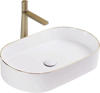 Rea Nadia White Gold Edge Opzetwastafel Wit En Goud 61x38,5 cm