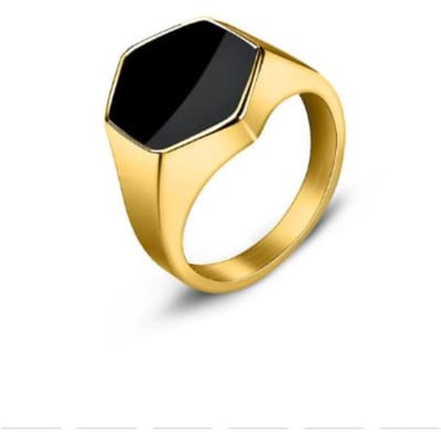 Zeshoek Ring Voor Mannen Vrouwen Roestvrij Staal Eenvoudig Ontwerp Platte Top Klassieke Mannelijke Ringen Mode-sieraden Cadeau Voor Verjaardag Bruiloft 11 goud