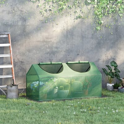 MODFU - Mini Broeikas - Oprolbaar Raam Met Ritssluiting - Waterdichte En Uv-Bestendige Afdekking - Staal - Groen - 120 X 60 X 60 Cm