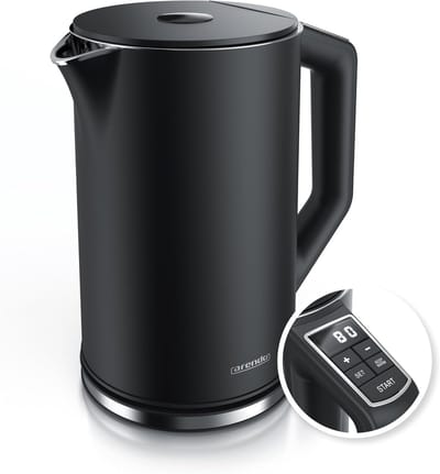 Roestvrijstalen waterkoker - Temperatuurinstelling warmhoudfunctie - Thee en koffie zetten - Dubbelwandig design - 15 liter - Zwart