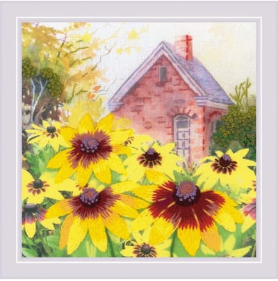 Riolis borduurpakket 'rudbeckia in the garden' 0096PT voorbedrukt