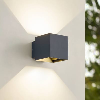 Lindby LED buiten wandlamp Esani, antraciet, omhoog/omlaag, IP54