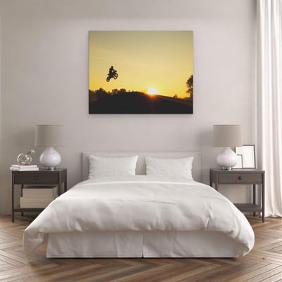 Artaza Canvas Schilderij Motorcross - 100x80 cm - Groot - Wanddecoratie Zonsondergang - Muurdecoratie Motor - Schilderijen Op Canvas Silhouet