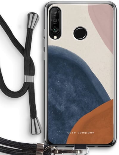 Case Company® - Hoesje met koord geschikt voor Huawei P30 Lite hoesje met Koord - Geo #1 - Telefoonhoesje met Zwart Koord - Bescherming aan alle Kanten en Over de Schermrand