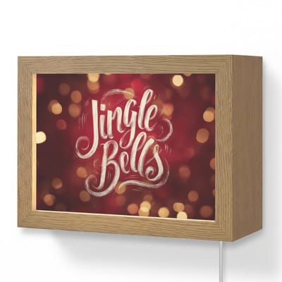 Wandlamp 20x15 cm - Oplaadbaar - Jingle - Bells - Kerst - Rood - Wandlampen binnen woonkamer - Slaapkamer lamp met kabel - Decoratieve nachtlamp - Vloerlamp snoer