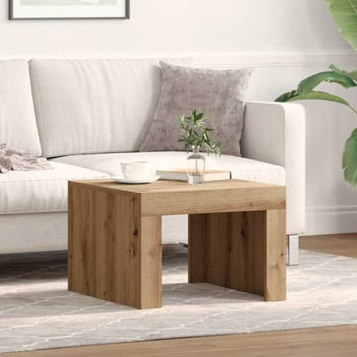 vidaXL - Salontafel - Artisan - Eiken - 50 - x - 50 - x - 35 - cm - Bewerkt - hout