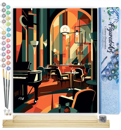 Figured'Art Schilderen op Nummer Volwassenen canvas Art Deco Club- Handwerk acrylverf Kit DIY Compleet - 40x50cm met DIY houten lijst