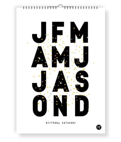 Verjaardagskalender met quotes en letters
