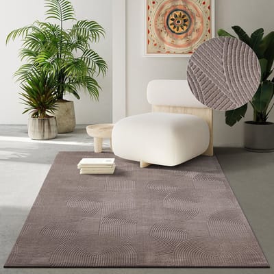 the carpet Rio – Modern & onderhoudsvriendelijk laagpolig vloerkleed met 3D-reliëf, zachte touch & antislip rug – geschikt voor woonkamer, slaapkamer of hal – beige, 240 x 340 cm