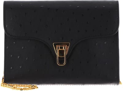 COCCINELLE Leren Schoudertas Avondtas Beat Ostrich Handbag Noir Zwart