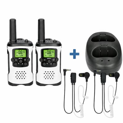 Alecto - Walkie Talkie - Twin - 7 km - Met oplaadstation & 2 Portofoon Oortjes - Voor Kinderen & Volwassenen