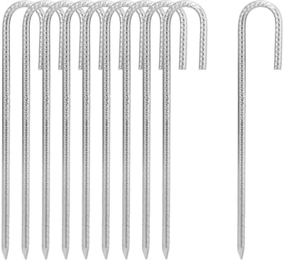 ONF3 - Grondankers - J-haken - Verzilverd - 30 cm x 8 mm - Tentharingen - Ideaal voor tenten en camping - Geschikt voor diverse toepassingen