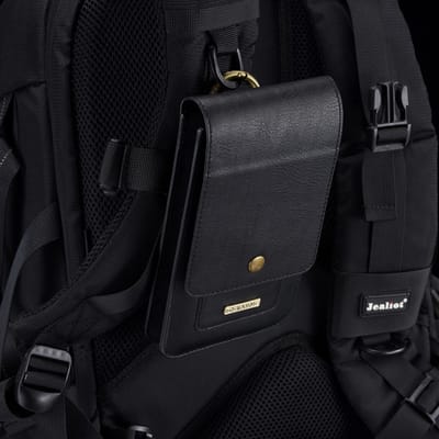 DG.MING Universele Leren Smartphone Case met Riemclip en Pasjeshouder - 6,5 tot 7 inch - Zwart