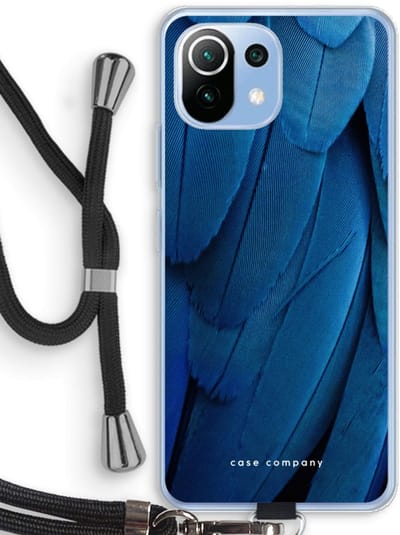Case Company® - Hoesje met koord geschikt voor Xiaomi Mi 11 Lite hoesje met Koord - Pauw - Telefoonhoesje met Zwart Koord - Bescherming aan alle Kanten en Over de Schermrand