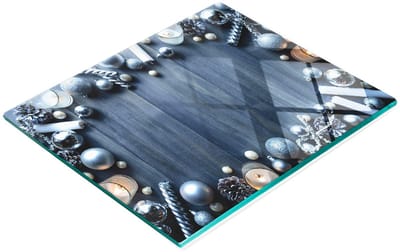 Multifunctionele decoratieve glazen snijplank voor de keuken, zilverkleurig, kerstthema, 60x52 cm