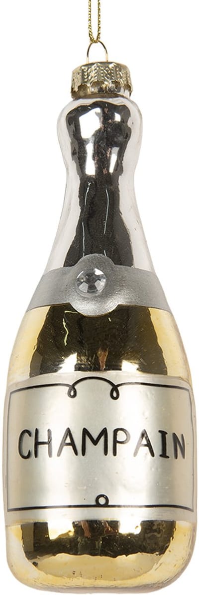 Clayre & Eef Kersthanger Fles Ø 5x14 cm Goudkleurig Glas