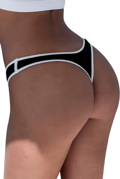 Katoenen G-string Meisjes Slipje T-back Sexy Dames Slips String Ondergoed Lage Taille Naadloze Femlae Lingerie - Zwart en wit - Maat S