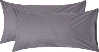 Homescapes Kussensloop 50x90 cm Set van 2 – Donkergrijs – 100% Egyptisch Perkal Katoen – 200 TC
