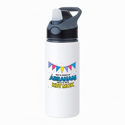 Hacebo® - Eindelijk abraham waterfles met rietje zwart - Hoera 50 jaar - 50 geworden - verjaardagscadeau - kado - water fles - 650ML