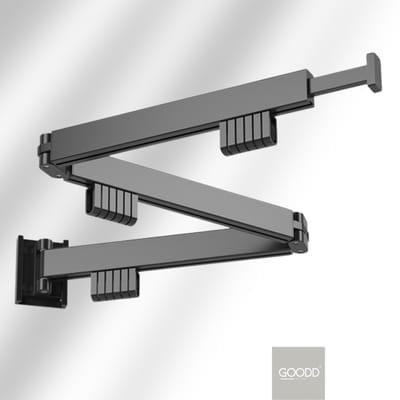 GOODD® - Droogrek - Wasrek - Inklapbaar - Uittrekbaar - Zwart - Rvs - Poeder coating - 114 cm