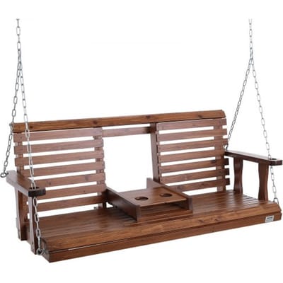 VEVOR Cederhouten veranda schommel, 1523 x 710 x 600 mm, terrasschommel voor tuin en terras, verbeterd draagvermogen van ca. 400 kg, robuuste schommelstoelbank met ophangkettingen voor buitengebruik, bruin