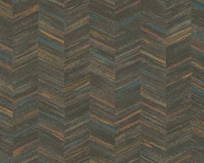 VISGRAAT BEHANG | Modern - oranje blauw zwart - A.S. Création Geo Effect