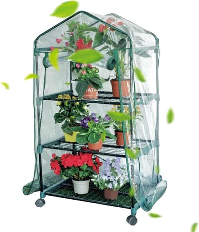 Draagbare Broeikas - Kweekkas Tuinkas - Planten Beschermen - Stalen Frame PVC - 72 x 50 x 9 cm - Transparant