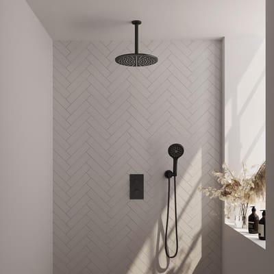 Brauer Black Edition Thermostatische Regendoucheset Inbouw - Hoofddouche 30 cm - 3 Weg - Handdouche 3 Standen - Doucheslang - Wandaansluitbocht - Mat Zwart