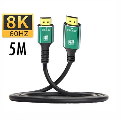 De Beste Gadgets HDMI Kabel 5 meter - HDMI Kabel 4k / 8k - HDMI 2.1 Kabel - 24K Gold Plated - 8K (60 Hz) - 4K (144 Hz) - Full HD 1080p - Ethernet - 3D - ARC - 48Gbps - DTS HD - Geschikt voor Dolby Atmos - Male naar male - 5m
