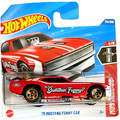 HOT WHEELS '71 MUSTANG FUNNY CAR SUMTHIN FUNNY RED175/250 1:64 HW MUSTANG 60th SHORT CARD