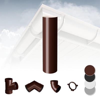 Regenpijp Systeem - Dakgoot Afvoer - Water Management - PVC-U Materiaal - Ø 75 mm - Bruin