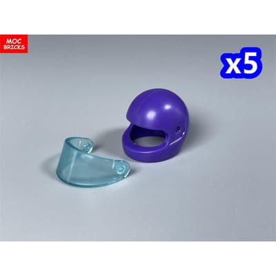 MOC Stenen Paars Motorhelm 4cm Figuur Kleding 30006 30124 88415 2446 2447 Vizier Hoed Bouwstenen Kinderspeelgoed
