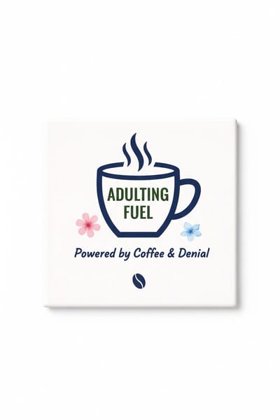 Adulting Fuel Keramische Tegel – Grappige Koffie en Denial Quote Wanddecoratie Cadeau voor Koffieliefhebbers