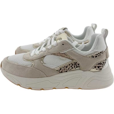 POSH by Poelman CARO Dames Sneakers - Wit met beige combinatie