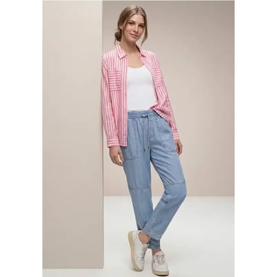 Mid Waist Slim Legs broek in een gewassen look