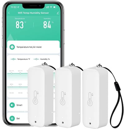 Wifi-hygrometer en thermometer-sensor: draadloze temperatuur- en vochtigheidsmonitor met app-melding en gegevensexport