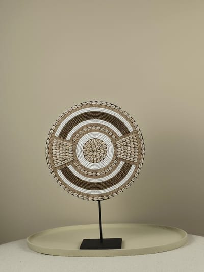Blitzdeco - Kralen- en Schelpen Ornament - Siem - Beige/Wit - Zwarte IJzeren Standaard 30/40/50cm - 50CM