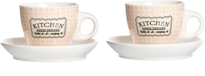 Set van 2 espressokopjes + schoteltjes 80ml Cream/Pastel Rose Retro Kitchen - Ritzenhoff 65770