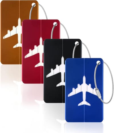 Thijox - 4 Stuks Travel Bagage Tags, Kofferaanhanger Bagagelabels, Koffer ID Tags, Identiteit ID-labels, Aluminium Tags voor het Voorkomen van Verlies
