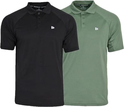 2-Pack Donnay - Sport polo (Björn) - Multi Sportpolo - Heren - Black/Jungle green (549) - Maat S