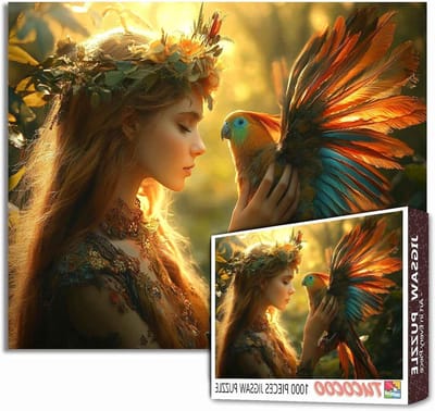 Engel en vogel puzzel - Feeënpuzzel - Gezinsactiviteit - Gerecycled karton - 508 x 686 cm - Angel Girl-26