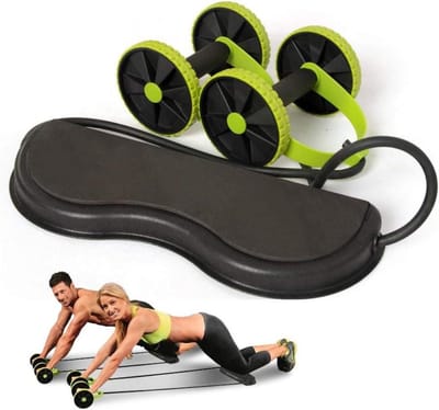 Buikoefenroller - Buikspierwiel - Thuis fitness - Verstelbare weerstand - 43x18.5cm - Zwart