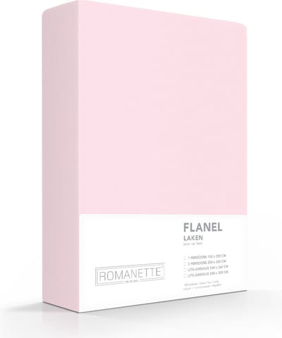 Romanette flanellen laken - Roze - Lits-jumeaux (240x260 cm)