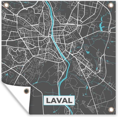 Tuin poster Laval - Frankrijk - Plattegrond - Kaart - Stadskaart - 200x200 cm - Tuindoek