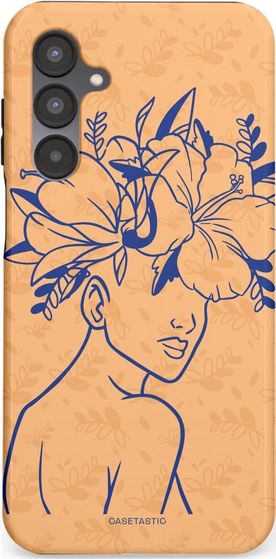 Casetastic hoesje geschikt voor Samsung Galaxy A16 - Dubbellaagse bescherming - Lijn en Bloesem - Fashion Case - Perzik