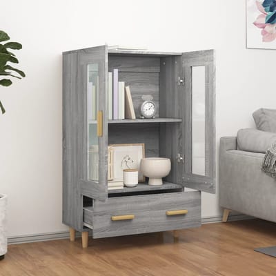 vidaXL - Hoge - kast - 70x31x115 - cm - bewerkt - hout - grijs - sonoma - eikenkleurig